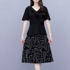 아뗄릭 브이넥 셔링 반팔 블라우스 스커트 원피스 00743 빅사이즈 포함