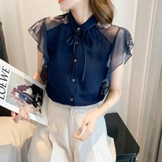 PAPERMENTS 綁帶領透膚襯衫