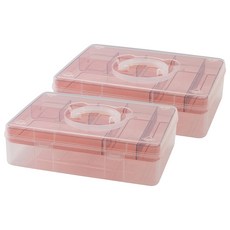 생각나래 생각정리 다용도 플라스틱 대용량 보관 상자 1단, 투명 레드, 2개