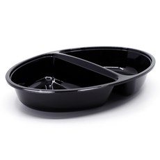 생활엔 일회용 타원접시 285지름 2칸 블랙, 50개입, 1개