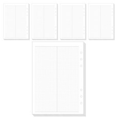 wannathis 6孔活頁手帳基本補充內頁 方格 2分割, 5套, 20張