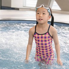 RUNIDUCK 女童格紋室內泳裝