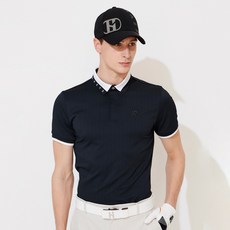 헤지스골프 남성용 PREMIUM TEXTURE 빗살 조직 반팔 카라 티셔츠