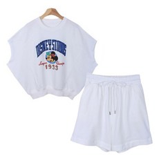 Chic Black女款Ramniku插肩袖米奇無袖短褲運動套裝 SET2007K24