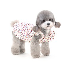 PASTEL PET 寵物愛心荷葉邊無袖連身裙, 象牙白, 1個