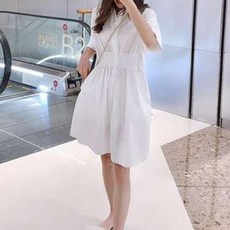 페이퍼먼츠 허리 스트링 가오리핏 카라 셔츠 원피스 01755 빅사이즈 포함