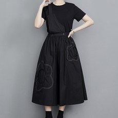 아뗄릭 루즈핏 언밸런스 멜빵 빅 플라워 원피스 00765 빅사이즈 포함