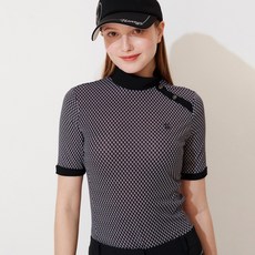 헤지스골프 여성용 TOUCH 잔패턴 하이넥 반팔 티셔츠
