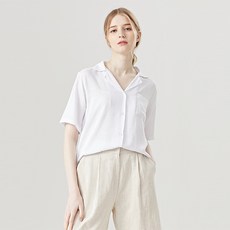 탱커스 여성용 통기성 린넨 슬라브 포켓 반팔 셔츠 TU1BL036L0