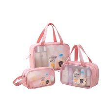 EVER HOUSE 動物半透明沐浴包粉色3件組, 粉紅色