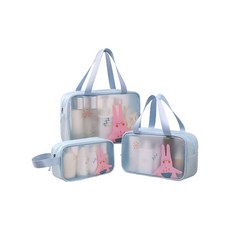 EVER HOUSE 動物半透明沐浴包3件組, 淺藍色