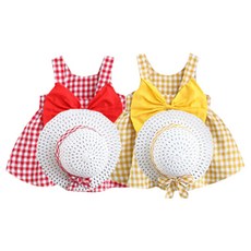 JOY MULTI 孩童蝴蝶結無袖連身裙+草帽 2入