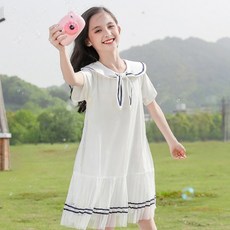 女童款兔子造型翻領短袖連身裙