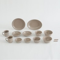ERATO 花紋邊素色餐具碗盤組 14入 2人份, Mile Tea, 8種餐具