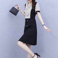 아뗄릭 페이크 리본넥 블라우스 중앙버튼 미니 원피스 00878 빅사이즈 포함