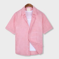 Guystory 男款大尺碼洛茲亞麻短袖襯衫