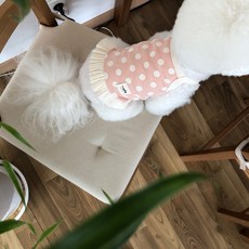 MAGDOG 寵物款圓點荷葉邊連身裙, 粉色的