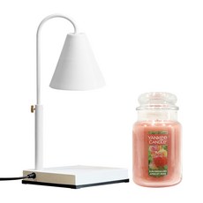 Abest Timer 高度可調暖器 + Yankee 蠟燭大號陽光普照杏玫瑰套裝, 白色（暖色）