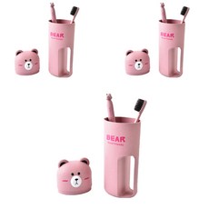 EVER HOUSE 小熊牙刷盒3入 + 牙刷6入組, 1套