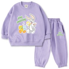 VENHIT 童款Looney Tunes系列棉質雙面布大學T運動長褲組 WBRTOM3309F