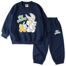 VENHIT 童款Looney Tunes系列棉質雙面布大學T運動長褲組 WBRTOM3309F