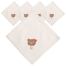 ChezBebe 小熊圖案柔軟紗布手帕 5入