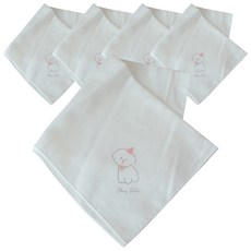 ChezBebe 比熊犬印花紗布手帕 5入