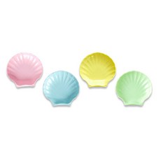 rice 貝殼造型餐盤 4入, 粉色+天藍色+黃色+綠色, 1組