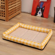 반려동물 올하이 여름 쿨매트 2p, 08 아이스 실크 체크무늬 옐로우