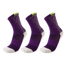SNF 통기성 충격흡수 스포츠 축구양말 롱 3p, 09 퍼플