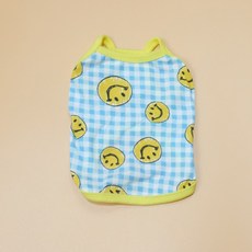 반려동물 빅스마일 체크 끈 나시, 블루, 1개