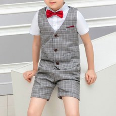 오렌지다몸 아동용 레드라인 체크 정장 4종 세트