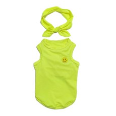 도기스타 스마일 강아지 쿨조끼+스카프세트 대형견 중형견 소형견 여름 옷, 형광연두, 1개