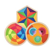 Kes.B Tenten森林幾何圖形原木拼圖3件組 2236, 1套