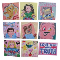 插畫明信片組 9入, 一, 1套