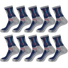 TS7 남성용 면 등산 양말 10켤레, 네이비, 10개