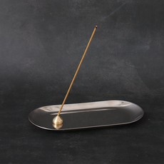 MORIANN 金屬托盤+金屬立香架, 銀色(托盤)
