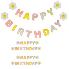 PARTYSHOW 小雛菊馬卡龍生日派對掛旗, 3個, 混合色