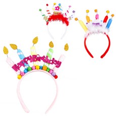 PARTYSHOW 奢華蠟燭生日髮箍3件組, 1套, A款, B款, C款