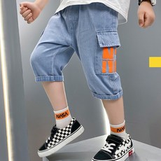 Orange Damul男童款綠色橘子字母工裝牛仔褲