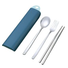 MACH 三個餐具, 勺子+筷子+叉子+箱子, 藍色