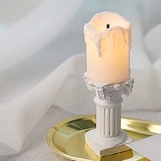 Kind Myzzoo 石膏造型燭台+LED蠟燭組, 白色的