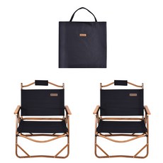BUCK703 實木輕便折疊野營椅2p+收納袋2p套組, 1套, 黑色