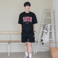 ALVINCLO AVCO印花寬鬆短袖T恤 AST4581, 黑色