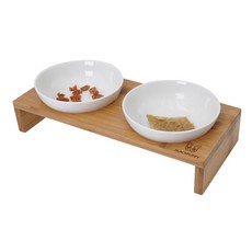 Redpuppy 架高式雙格陶瓷寵物飼料碗, 混合顏色, 1個