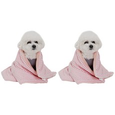 Redpuppy 雙面格紋寵物毛毯 2入, 柔和的粉紅色