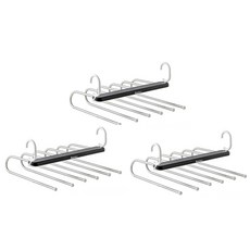 Watem堅固多功能節省空間魔術褲子衣架, 黑色, 3個