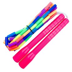 JFROPE 彩虹珠節跳繩 橫式, 粉紅色