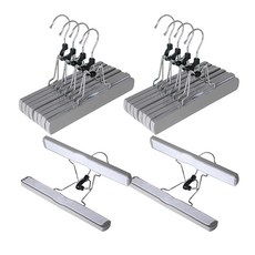 Watem堅固的原木褲子衣架展開式衣架, 灰色, 10個