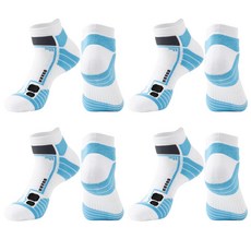 SNF 두꺼운 통기성 좋은 마라톤 농구 양말 4켤레, 03 블루